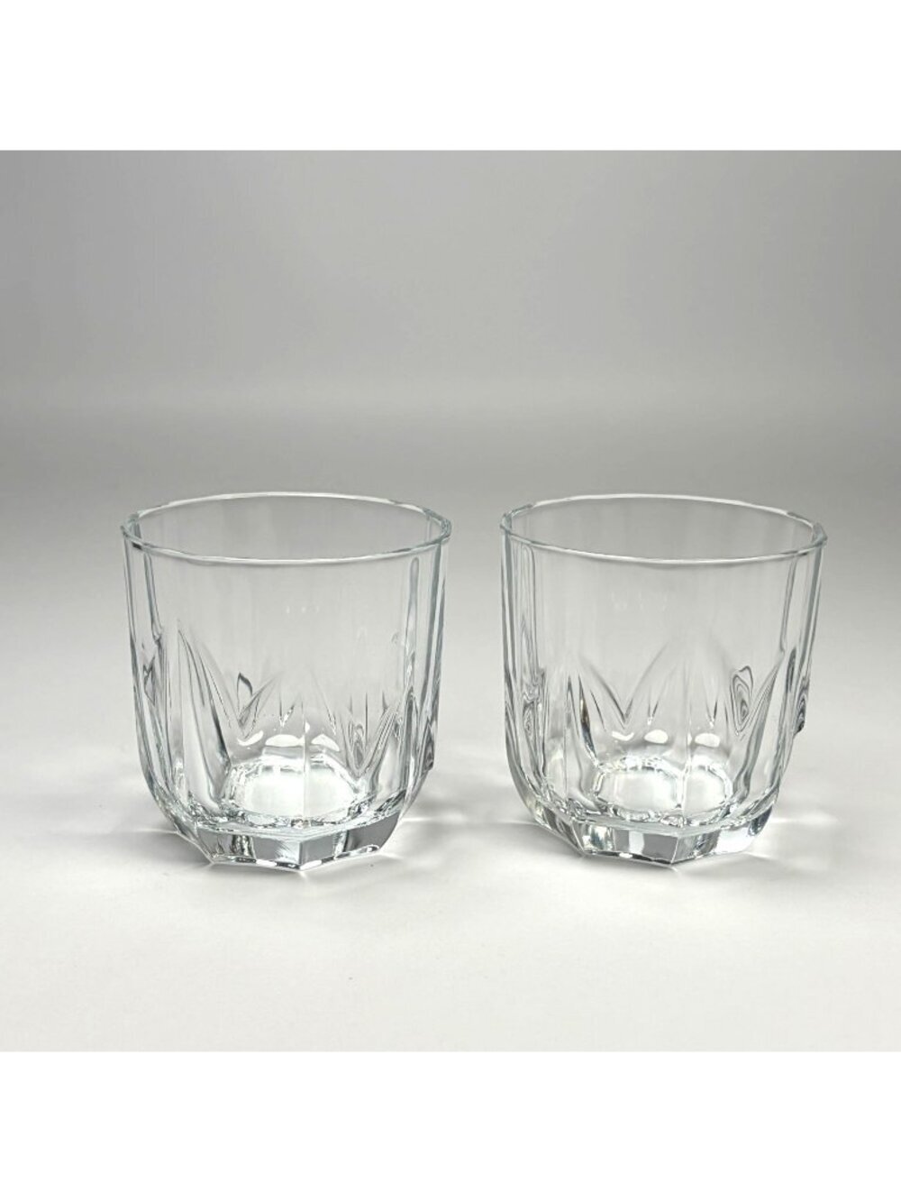 Set of 2 Pasabahce Clear Glass Rocks Lowball Glasses Old Fashioned Tumblers